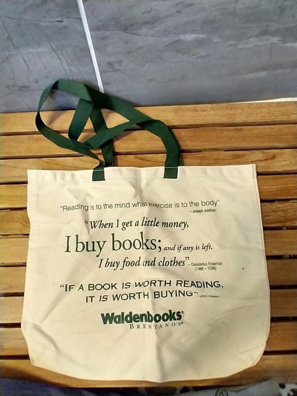 1990s vintage promotional canvas tote bag from Waldenbooks / Brentano's